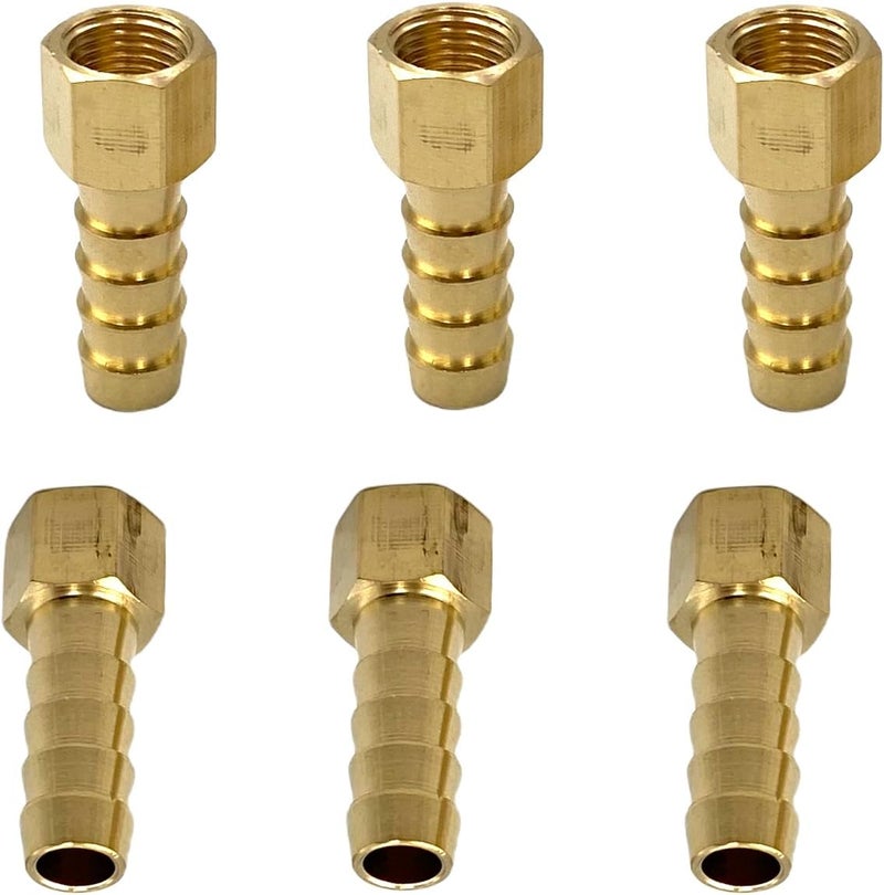 Bumugufu 6 Pcs 1/8" NPT Female x 5/16" Barb Adapter Connectors, Brass 5/16" Barb to 1/8" NPT Female Fittings for Compressor, Fuel, Oil, Gas - Image 4